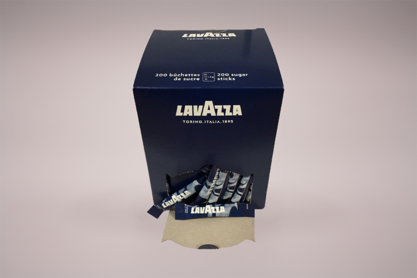 Sucre Lavazza - Boîte distributrice neutre 200 bûchettes